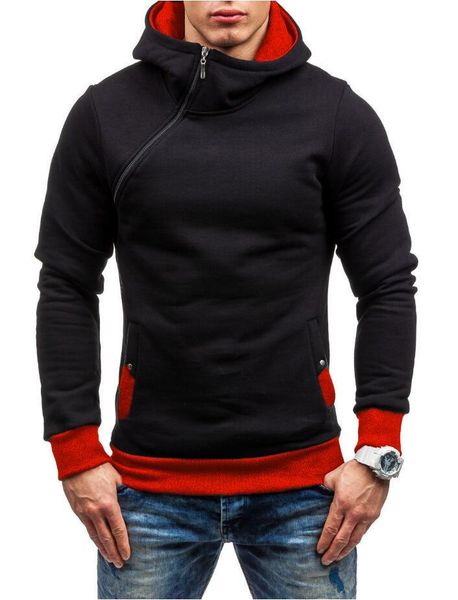 european and american men's spring new long-sleeved hooded sweatershirt hood oblique zipper hoodie jacket clothing coat, Black
european and american men's spring new long-sleeved hooded sweatershirt hood oblique zipper hoodie jacket clothing coat, Black