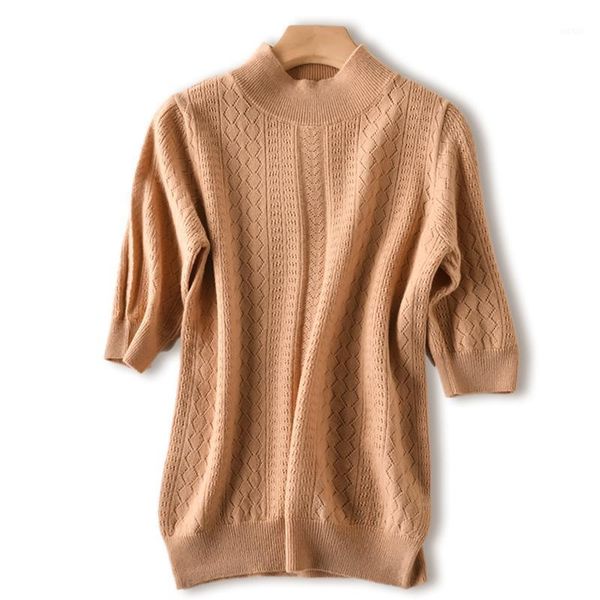 women's 100% wool half turtleneck short sleeve knitted hallow out t-shirt pullover base tee sweater jumper high-end pure merino1, White
women's 100% wool half turtleneck short sleeve knitted hallow out t-shirt pullover base tee sweater jumper high-end pure merino1, White