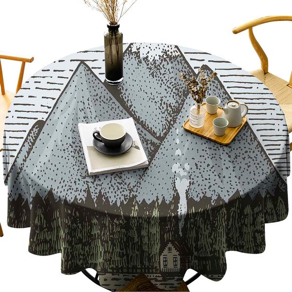 washable round table cover sketchy art of mountain range with a small country house vintage look
washable round table cover sketchy art of mountain range with a small country house vintage look