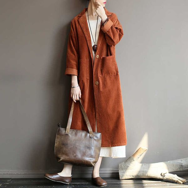 nini wonderland 2020 autumn winter corduroy trench coat women single breated long cardigan coats female solid vintage outerwear, Tan;black 
nini wonderland 2020 autumn winter corduroy trench coat women single breated long cardigan coats female solid vintage outerwear, Tan;black