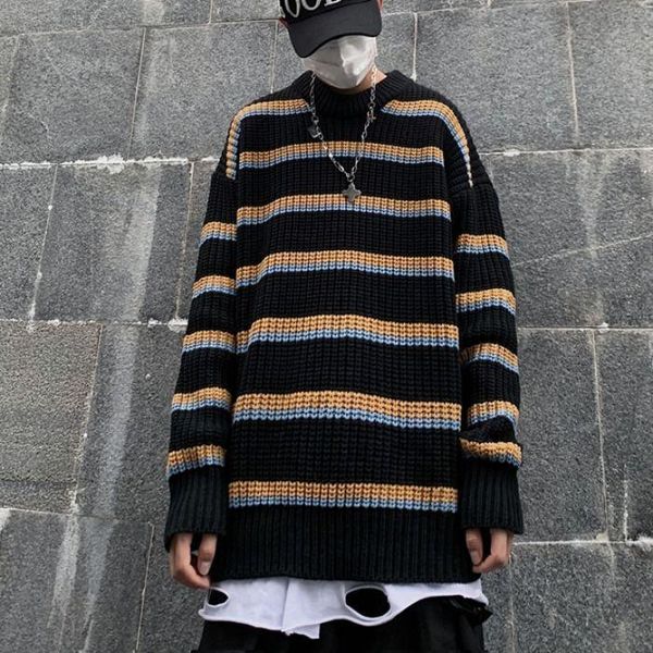 men's sweaters hybskr casual oversize 2021 winter woman stripe fashion sweater korean streetwear harajuku male pullovers, White;black
men's sweaters hybskr casual oversize 2021 winter woman stripe fashion sweater korean streetwear harajuku male pullovers, White;black