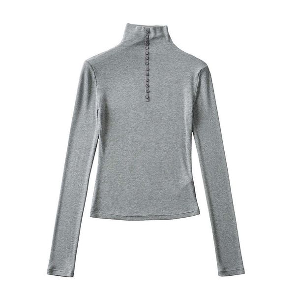 spring and autumn style half high collar breasted bottoming shirt women's long sleeve slim elastic t-shirt, Black;gray
spring and autumn style half high collar breasted bottoming shirt women's long sleeve slim elastic t-shirt, Black;gray