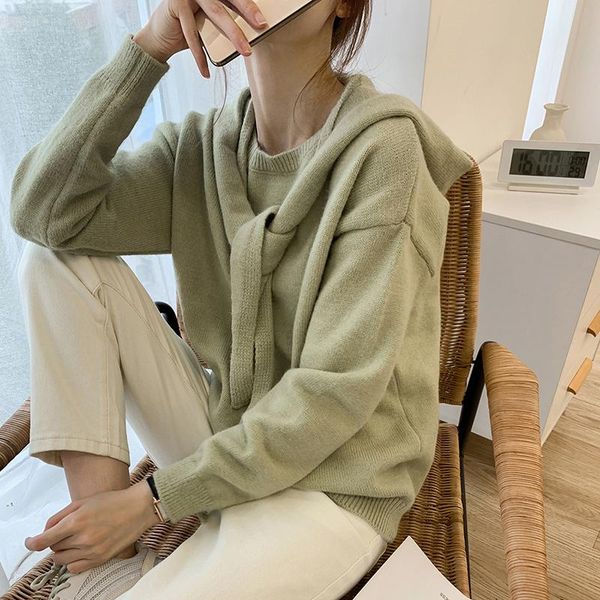 women's sweaters korean fashion ladies full sleeve women knitting sweater solid hooded o-neck bow pullover and jumper loose 2021, White;black
women's sweaters korean fashion ladies full sleeve women knitting sweater solid hooded o-neck bow pullover and jumper loose 2021, White;black