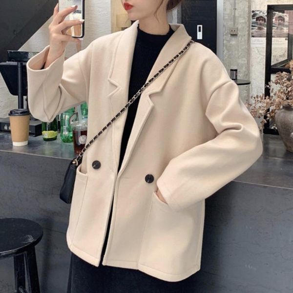 autumn and winter 2021 new korean style lazy wind loose lapel suit woolen jacket women's all-match long-sleeved woolen coat, Black
autumn and winter 2021 new korean style lazy wind loose lapel suit woolen jacket women's all-match long-sleeved woolen coat, Black