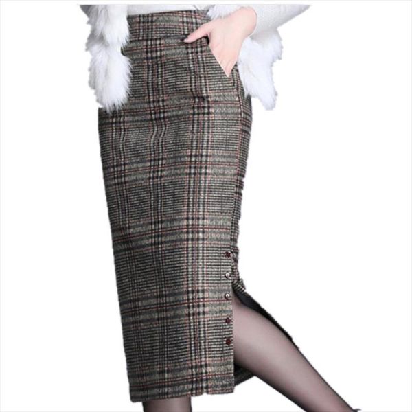 plus size 4xl2021 winter plaid woolen skirt women high waist packag hip split office lady pencil skirt, Black
plus size 4xl2021 winter plaid woolen skirt women high waist packag hip split office lady pencil skirt, Black