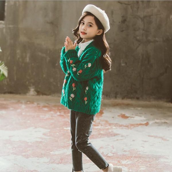 pullover girls children knitted thick cardigans kids teenage girl floral embroidery sweaters v-neck green jacket outerwear autumn winter, Blue
pullover girls children knitted thick cardigans kids teenage girl floral embroidery sweaters v-neck green jacket outerwear autumn winter, Blue