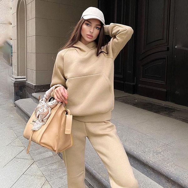 women's tracksuits two piece set casual fleece tracksuit women winter 2021 sets oversized hooded long sleeve hoodie sport pants lady su, Gray
women's tracksuits two piece set casual fleece tracksuit women winter 2021 sets oversized hooded long sleeve hoodie sport pants lady su, Gray