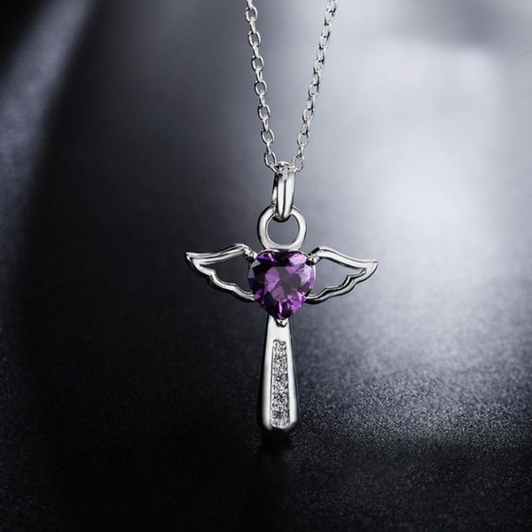 pendant necklaces jesus cross love heart angel wing purple white crystal zircon silver plated necklace for women
pendant necklaces jesus cross love heart angel wing purple white crystal zircon silver plated necklace for women