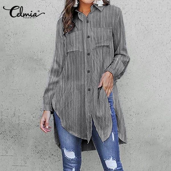 women's blouses & shirts fashion celmia women's vintage striped 2021 autumn female lapel buttons long sleeve tunic blusas mujer1, White
women's blouses & shirts fashion celmia women's vintage striped 2021 autumn female lapel buttons long sleeve tunic blusas mujer1, White