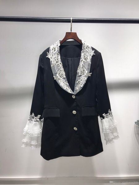 2020 europe and the united states luxury early autumn women's wear leader lace matching color patchwork edge lapel long-sleeve suit jac, White;black
2020 europe and the united states luxury early autumn women's wear leader lace matching color patchwork edge lapel long-sleeve suit jac, White;black