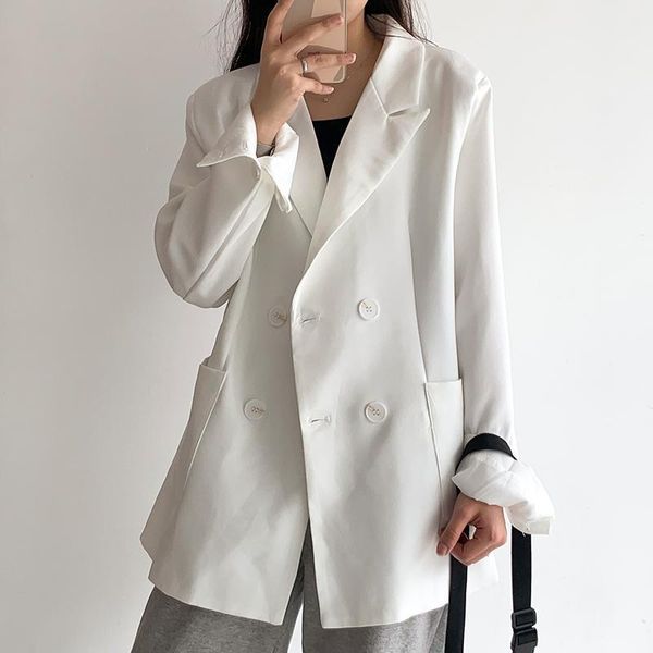 vintage chic blazer women 2021 autumn casual white streetwear korean style coats long sleeve female coats1, White;black
vintage chic blazer women 2021 autumn casual white streetwear korean style coats long sleeve female coats1, White;black