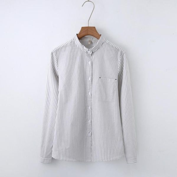 women's blouses & shirts 2021 women stripe blouse stand collar cotton shirt, White
women's blouses & shirts 2021 women stripe blouse stand collar cotton shirt, White