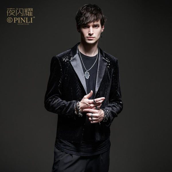 new men's male fashion night shines 2020 autumn black nightclub velvet sequined suit blazer jacket by201106226, White;black
new men's male fashion night shines 2020 autumn black nightclub velvet sequined suit blazer jacket by201106226, White;black