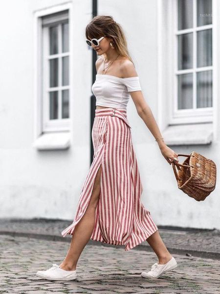 new women summer vintage long red striped skirt casual office split skirt korean fashion clothing dropshopping 20201, Black
new women summer vintage long red striped skirt casual office split skirt korean fashion clothing dropshopping 20201, Black