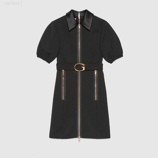 women's dress, designer g buckle belt dress, Black;gray