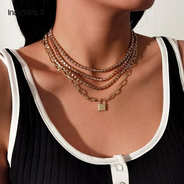 ingesight.z 4pcs/set shiny rhinestone crystal chain choker necklace collar multi layered padlock pendant necklaces women jewelry, Silver
ingesight.z 4pcs/set shiny rhinestone crystal chain choker necklace collar multi layered padlock pendant necklaces women jewelry, Silver