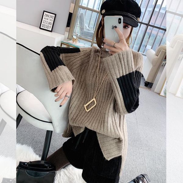 slit raglan sleeve sweater casual 2020 spring and autumn new color-matching sweater korean wild collar1, White;black
slit raglan sleeve sweater casual 2020 spring and autumn new color-matching sweater korean wild collar1, White;black