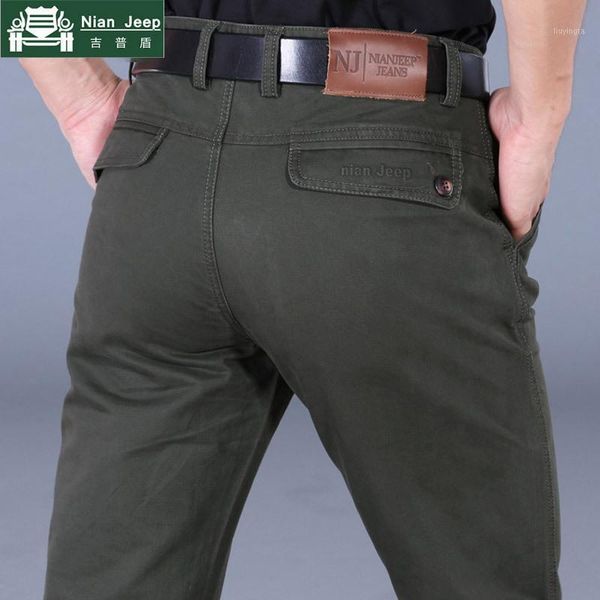 nianjeep brand men's cargo pants 100% cotton casual long pants men pockets baggy mens army joggers sweatpants 85651, Black