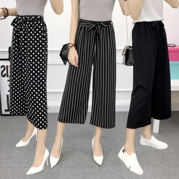 women's fashion wide leg long casual summer flare high waist elastic waist striped loose culotte trousers cropped pants, Black;white
women's fashion wide leg long casual summer flare high waist elastic waist striped loose culotte trousers cropped pants, Black;white