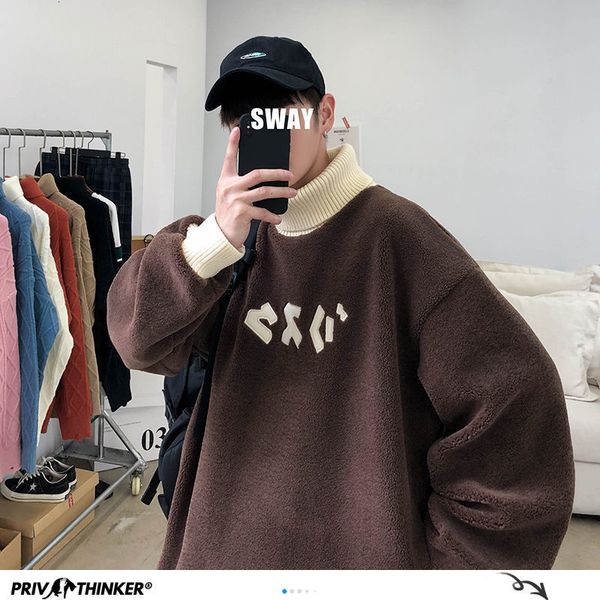 privathinker winter warm lambswool hoodies for men korean casual turtleneck sweatshirts 2020 korean man oversized pu c0127, Black
privathinker winter warm lambswool hoodies for men korean casual turtleneck sweatshirts 2020 korean man oversized pu c0127, Black