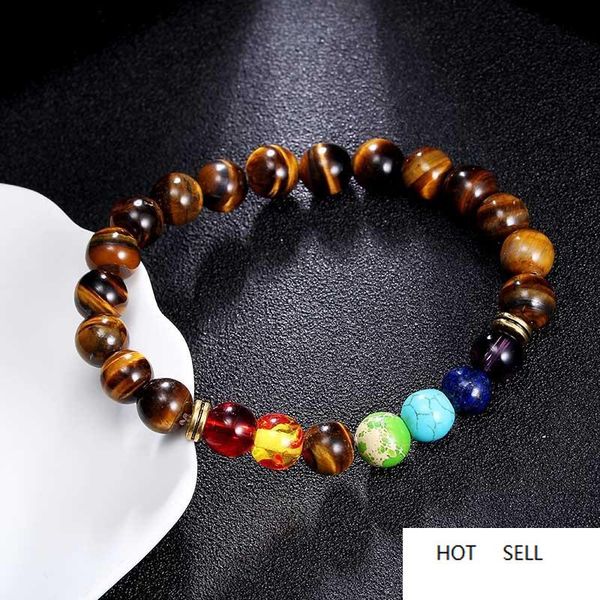 natural stone tiger eye 7 chakra bracelets bangles yoga balance beads buddha prayer elastic bracelet men women jewelry gift, Black 
natural stone tiger eye 7 chakra bracelets bangles yoga balance beads buddha prayer elastic bracelet men women jewelry gift, Black