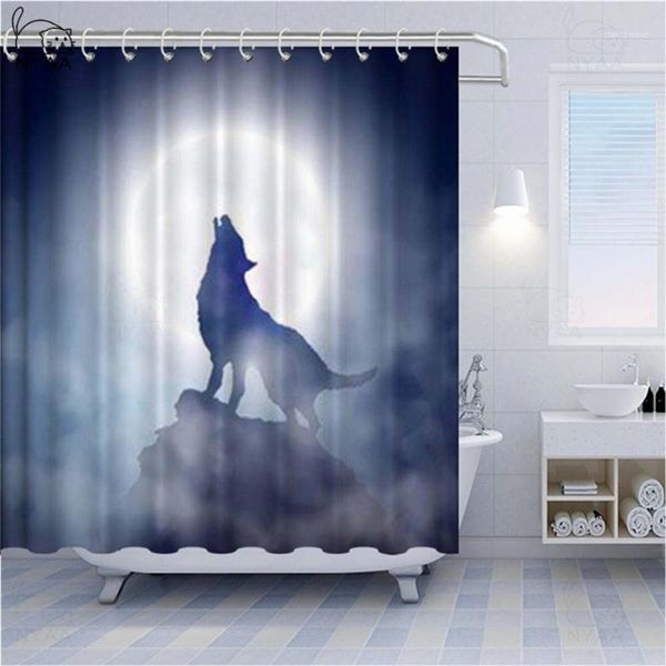 shower curtains nordic wolf curtain under moon waterproof and mildew washable polyester bathroom decoration1