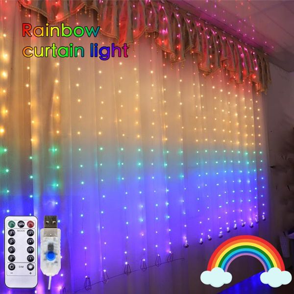 christmas rainbow led fairy lights garland curtain string lights remote control window holiday lighting home decoration
christmas rainbow led fairy lights garland curtain string lights remote control window holiday lighting home decoration