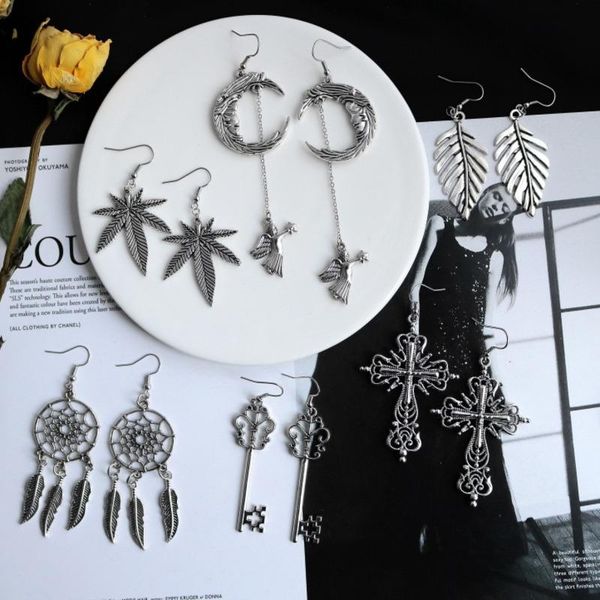 vintage punk silver color eardrop heart leaf cross key moon earrings creative dangle earrings for men women jewelry gift wmtdog, Black;white
vintage punk silver color eardrop heart leaf cross key moon earrings creative dangle earrings for men women jewelry gift wmtdog, Black;white
