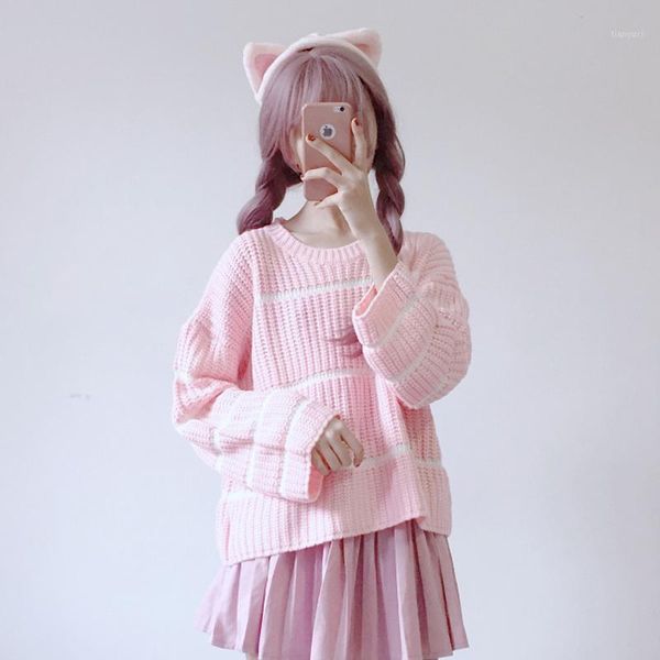 sweet cute girls womens knitted sweater striped pullovers long flare sleeve fall winter sweaters 2020 autumn clothes1, White;black
sweet cute girls womens knitted sweater striped pullovers long flare sleeve fall winter sweaters 2020 autumn clothes1, White;black