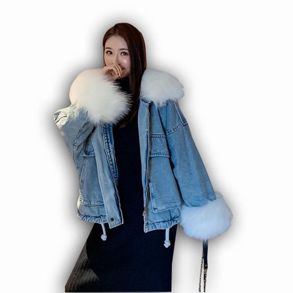 women's down & parkas foxtermor 2021 big size vintage winter women jacket artificial fur long sleeve female denim coat clo, Black
women's down & parkas foxtermor 2021 big size vintage winter women jacket artificial fur long sleeve female denim coat clo, Black