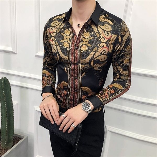 black gold luxury casual slim fit print party club dress shirt men c1212, White;black
black gold luxury casual slim fit print party club dress shirt men c1212, White;black