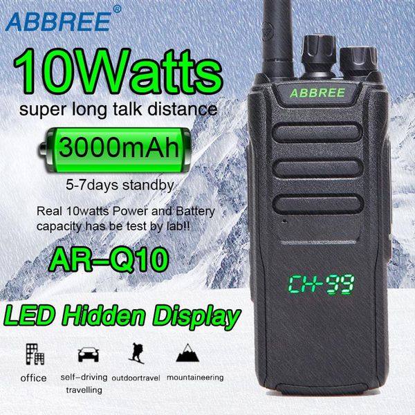abbree ar-q10 10w powerful 99ch led hidden display screen uhf 400-470mhz 3000mah battery long range two way radio walkie talkie
abbree ar-q10 10w powerful 99ch led hidden display screen uhf 400-470mhz 3000mah battery long range two way radio walkie talkie