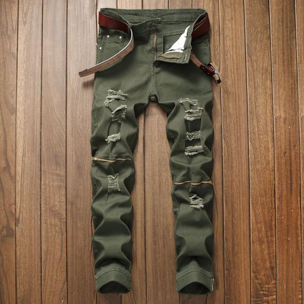 new feet slim fake zippers holes jeans pants for men individuality streetwear fashion stretch distressed denim trousers, Blue
new feet slim fake zippers holes jeans pants for men individuality streetwear fashion stretch distressed denim trousers, Blue