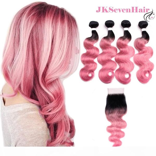 body wave 1b pink malaysia remy hair bundles 4pcs with 4x4 inch lace closure two tone color pink peruvian brazilian indian hair extension, Black
body wave 1b pink malaysia remy hair bundles 4pcs with 4x4 inch lace closure two tone color pink peruvian brazilian indian hair extension, Black