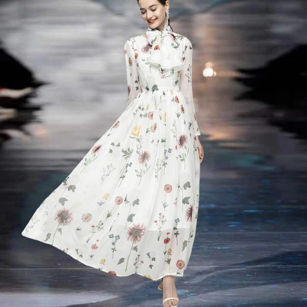 128 2021 spring summer a line long sleeve prom fashion crew neck flora print brand same style as, Black
128 2021 spring summer a line long sleeve prom fashion crew neck flora print brand same style as, Black