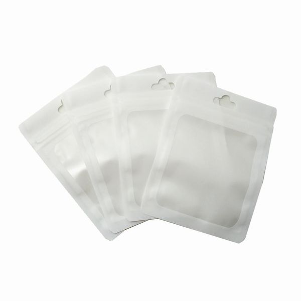 100pcs Matte Clear White Plastic Ziplock Package Bag With Hang Hole Electronics Snack Storage Zipper Packing Pouch Sundries Pack H Bbyrfp