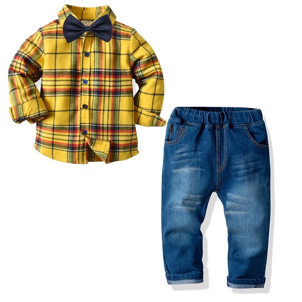 2020 new style plaid long-sleeved shirt elastic jeans suit european and american gentleman boy four-piece suit, White
2020 new style plaid long-sleeved shirt elastic jeans suit european and american gentleman boy four-piece suit, White