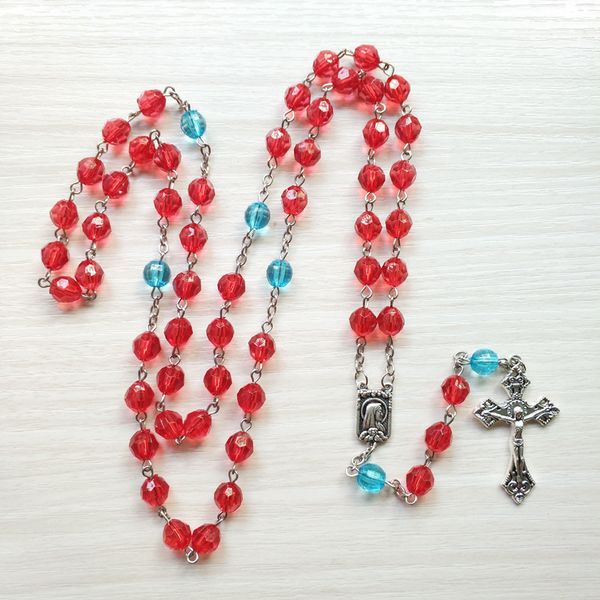 red acrylic beads long strand cross rosary necklace religious prayer jewelry, Silver
red acrylic beads long strand cross rosary necklace religious prayer jewelry, Silver