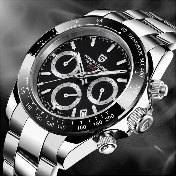 pagani design men watch chronograph multifunctional stainless steel business quartz wristwatch relogio masculino vk63, Slivery;brown
pagani design men watch chronograph multifunctional stainless steel business quartz wristwatch relogio masculino vk63, Slivery;brown