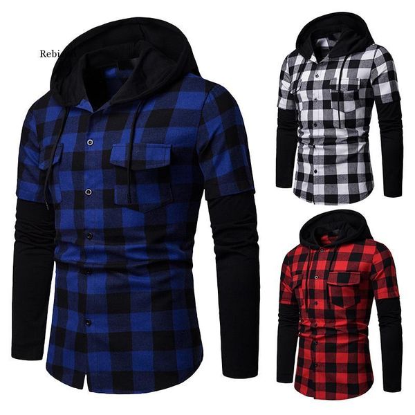 men's casual shirts fashion plaid hooded dual pockets long sleeve slim fit shirt lumberjack check jack clothes, White;black
men's casual shirts fashion plaid hooded dual pockets long sleeve slim fit shirt lumberjack check jack clothes, White;black
