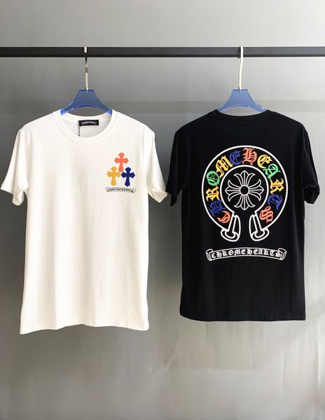 chao brand ch crosin short seven color printing cross net red same men's and women's loose cotton half sleeve t-shirt, Black 
chao brand ch crosin short seven color printing cross net red same men's and women's loose cotton half sleeve t-shirt, Black
