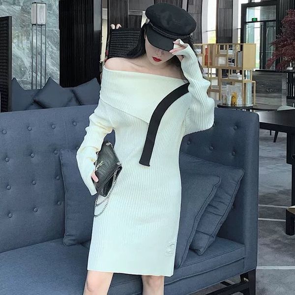 2021 new elegant women knitted out of the shoulder long female sleeve winter sweatshirt chic ladies'office dress y270 p5o8, Black;gray
2021 new elegant women knitted out of the shoulder long female sleeve winter sweatshirt chic ladies'office dress y270 p5o8, Black;gray