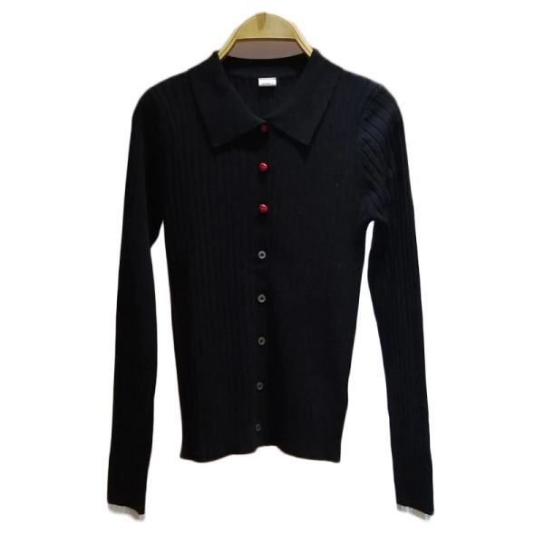 130 2021 spring brand same style regular long sleeve lapel neck cardigan black kint sweater womens clothes renjie, White;black
130 2021 spring brand same style regular long sleeve lapel neck cardigan black kint sweater womens clothes renjie, White;black