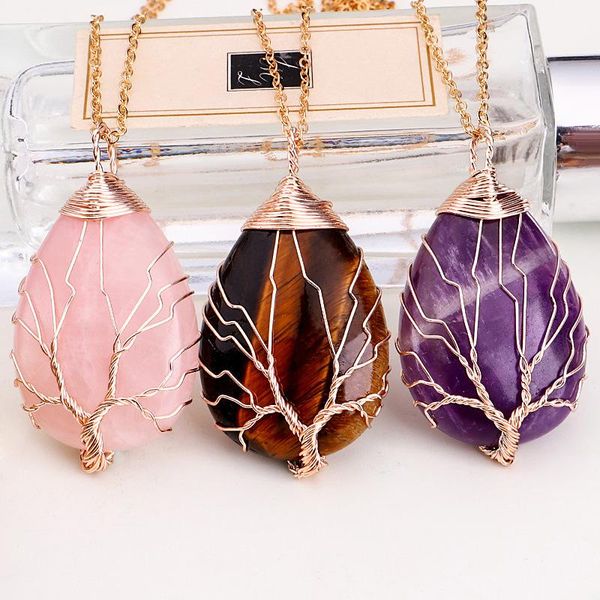 natural water drop life tree pendant necklaces women wire wrap natural stone gem tiger eye green aventurine gold chain necklace, Silver
natural water drop life tree pendant necklaces women wire wrap natural stone gem tiger eye green aventurine gold chain necklace, Silver