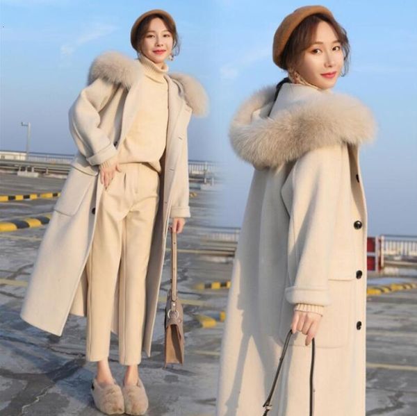female blend 2021 winter long-sleeve wool with hoodie fur collar combines elegant jacket overcoats size p225 98f6, Black
female blend 2021 winter long-sleeve wool with hoodie fur collar combines elegant jacket overcoats size p225 98f6, Black