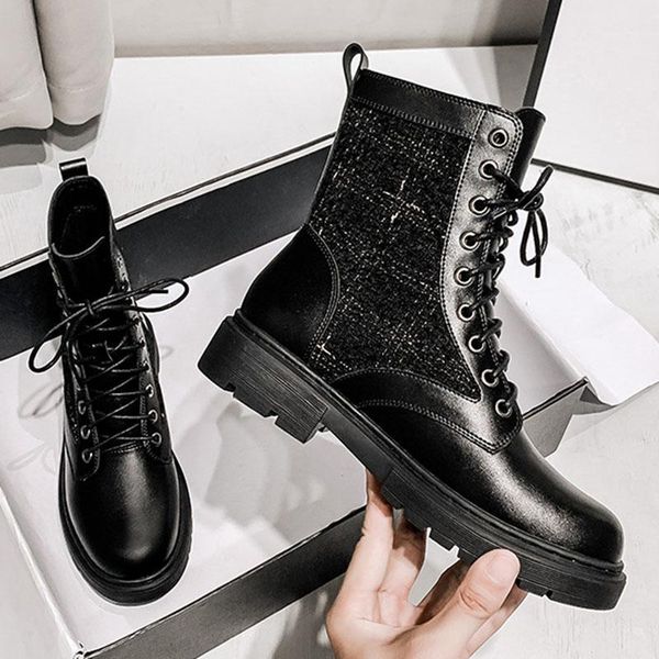 boots plaid fabric ridng women lace up shoes femmes bottes thicken soled motorcycle lattices short botas 20211, Black
boots plaid fabric ridng women lace up shoes femmes bottes thicken soled motorcycle lattices short botas 20211, Black