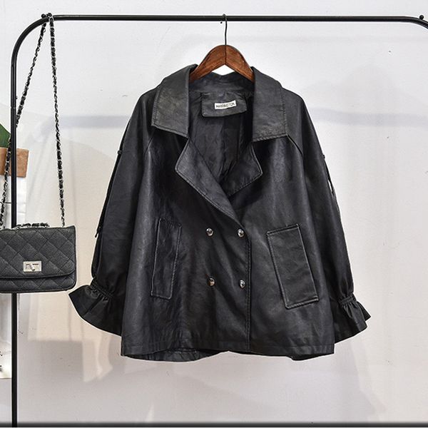 2021 new fall from the women fashion plutonium female loose ladies leather jacket af30, Black
2021 new fall from the women fashion plutonium female loose ladies leather jacket af30, Black