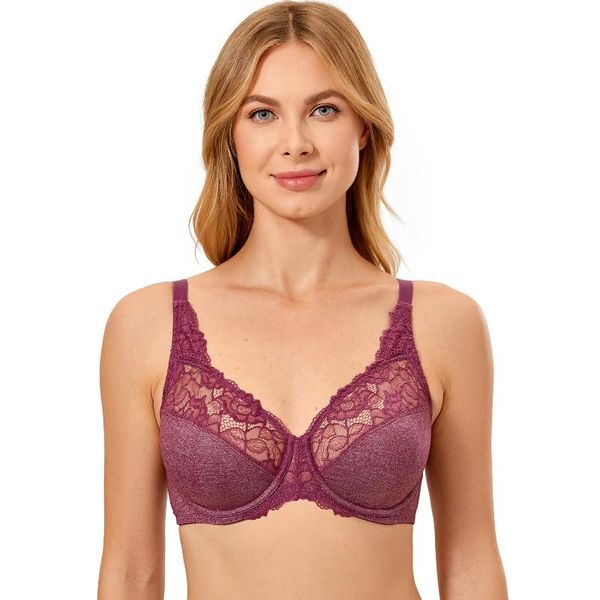 bras women's plus size full coverage underwire unlined minimizer floral lace bra, Red;black
bras women's plus size full coverage underwire unlined minimizer floral lace bra, Red;black