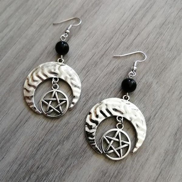 New Crescent Moon Protective Pentagram Earring Beads Onyx Black Witchy Fashion Wicca Pagan Magic Goth Jewelry Women Gift 2021, Silver
New Crescent Moon Protective Pentagram Earring Beads Onyx Black Witchy Fashion Wicca Pagan Magic Goth Jewelry Women Gift 2021, Silver