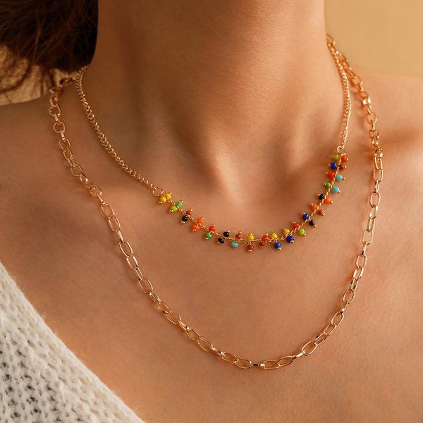 brling new 2020 fashion ins vintage chain pendant choker bohemian colorful rice beads alloy necklace for women girls gifts party, Golden;silver
brling new 2020 fashion ins vintage chain pendant choker bohemian colorful rice beads alloy necklace for women girls gifts party, Golden;silver